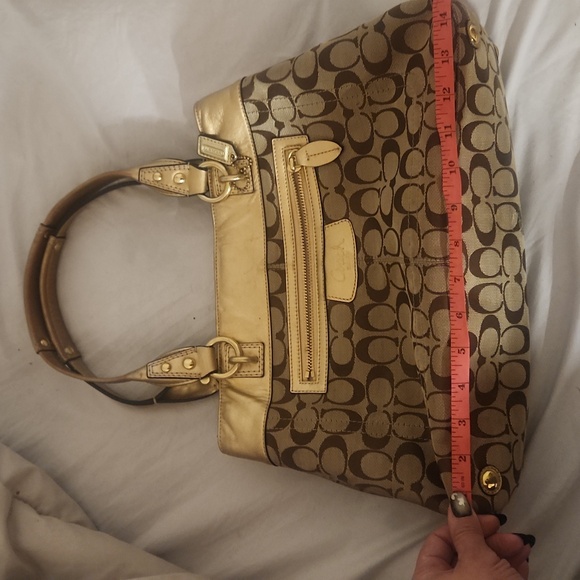 Coach Gold and Brown Signature Tote Bag REHAB BAG VGUC - Picture 2 of 11